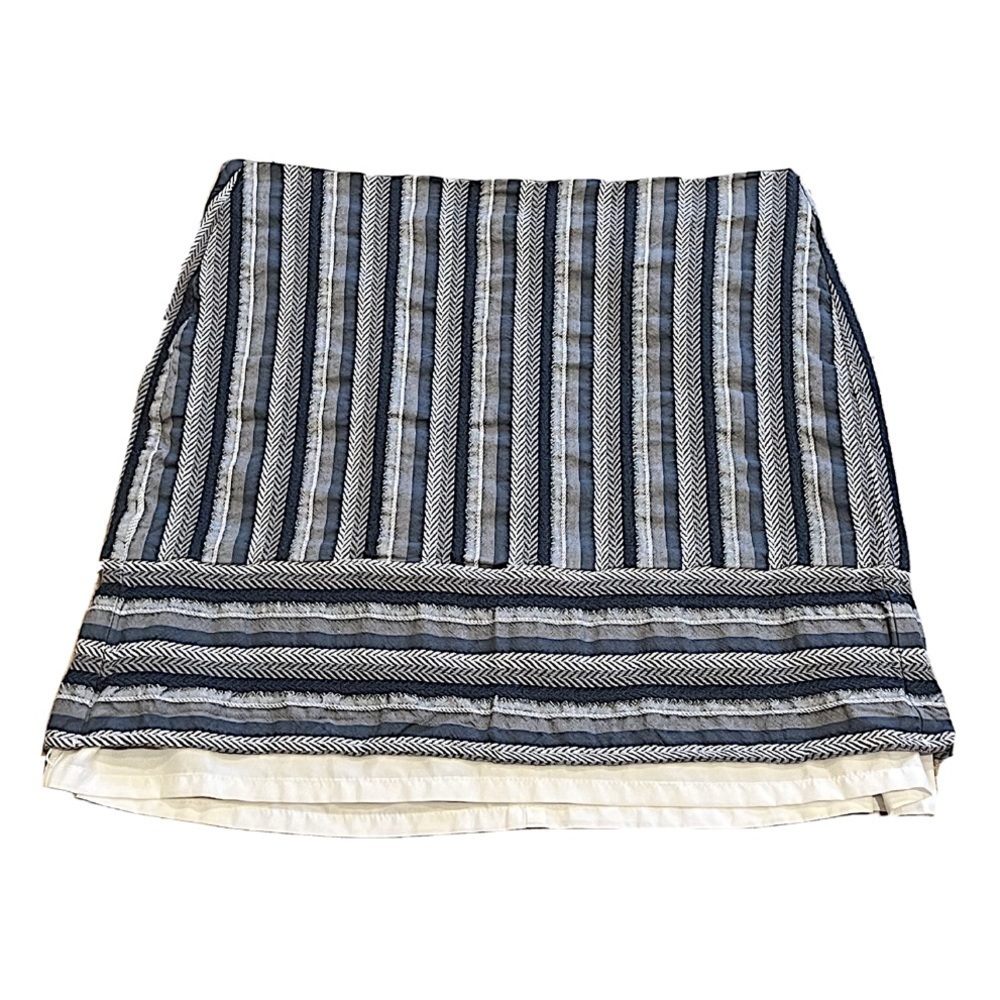 🆕 LOFT striped mid rise mini skirt gray white lined lightweight size 8